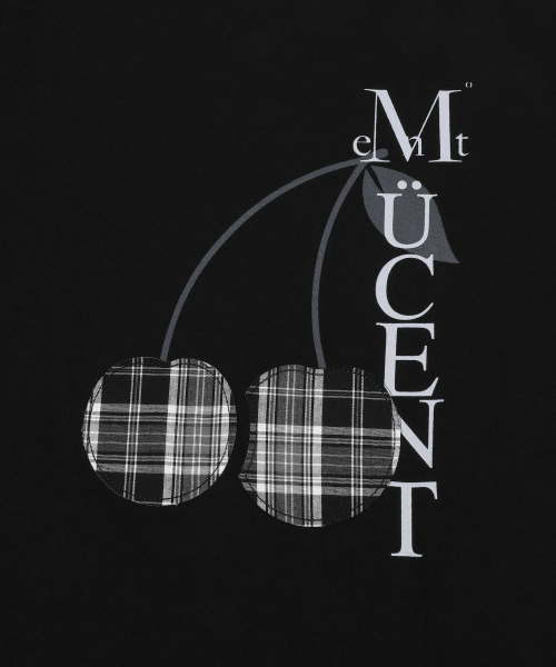 MUCENT(ムセント)の「ブランディチェックチェリーパッチラウンドネック半袖Tシャツ男女共用(Tシャツ/カットソー・レディース・ブラック・L/SHORT/M)」の6枚目の写真