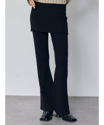 スカートレイヤードニットフレアパンツ