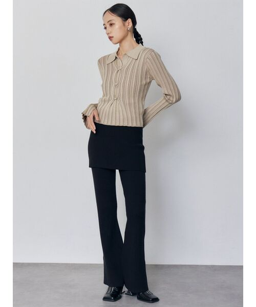 MURUA（ムルーア）の「スカートレイヤードニットフレアパンツ（その他パンツ・レディース・ブラック/グレー・FREE）」の7枚目の写真