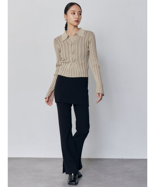 MURUA（ムルーア）の「スカートレイヤードニットフレアパンツ（その他パンツ・レディース・ブラック/グレー・FREE）」の8枚目の写真