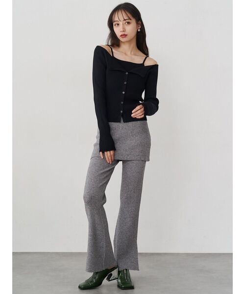 MURUA（ムルーア）の「スカートレイヤードニットフレアパンツ（その他パンツ・レディース・ブラック/グレー・FREE）」の10枚目の写真