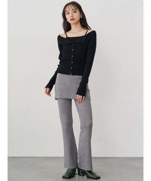 MURUA（ムルーア）の「スカートレイヤードニットフレアパンツ（その他パンツ・レディース・ブラック/グレー・FREE）」の11枚目の写真