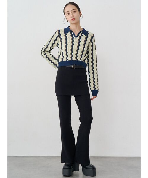 MURUA（ムルーア）の「スカートレイヤードニットフレアパンツ（その他パンツ・レディース・ブラック/グレー・FREE）」の13枚目の写真