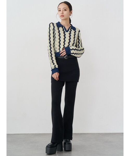 MURUA（ムルーア）の「スカートレイヤードニットフレアパンツ（その他パンツ・レディース・ブラック/グレー・FREE）」の14枚目の写真