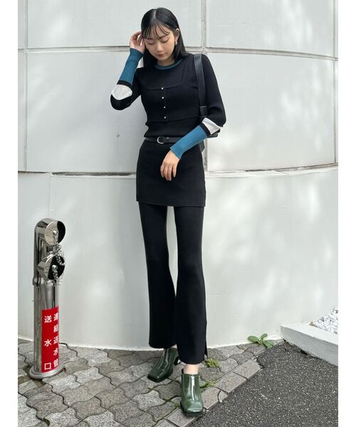 MURUA（ムルーア）の「スカートレイヤードニットフレアパンツ（その他パンツ・レディース・ブラック/グレー・FREE）」の16枚目の写真