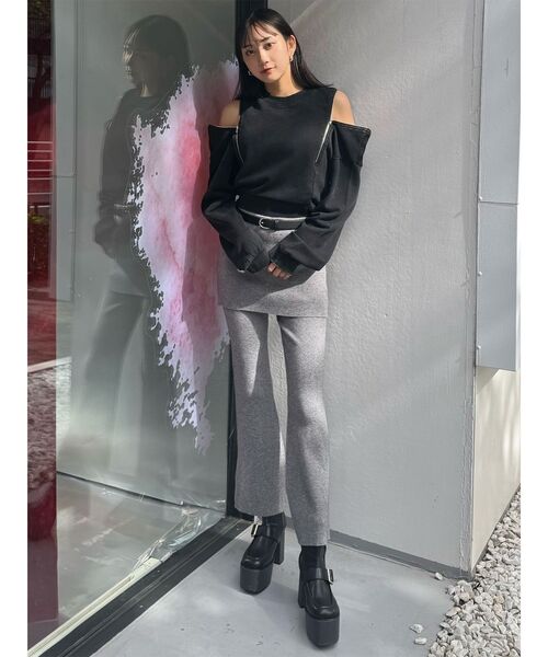 MURUA（ムルーア）の「スカートレイヤードニットフレアパンツ（その他パンツ・レディース・ブラック/グレー・FREE）」の21枚目の写真