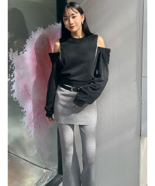 MURUA（ムルーア）の「スカートレイヤードニットフレアパンツ（その他パンツ・レディース・ブラック/グレー・FREE）」の22枚目の写真