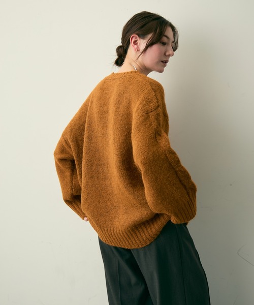 Lunea（ルネア）の「リボンジャガードケーブルニット（ニット/セーター・レディース・グレー/アイボリー/キャメル/ネイビー・FREE）」の15枚目の写真