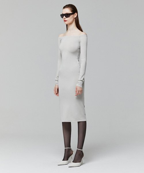 LADY VOLUME（レディーボリューム）の「OFF SHOULDER LINE DRESS_LIGHT GREY（ワンピース・レディース・その他・MEDIUM/SMALL/X-SMALL）」の4枚目の写真