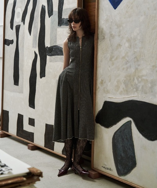 JOSE MOON(ジョゼムーン)の「BARREL FLARE DRESS/バレルフレアドレス(ドレス・レディース・ブラック系その他/アイボリー/ブラック・38/36)」の1枚目の写真