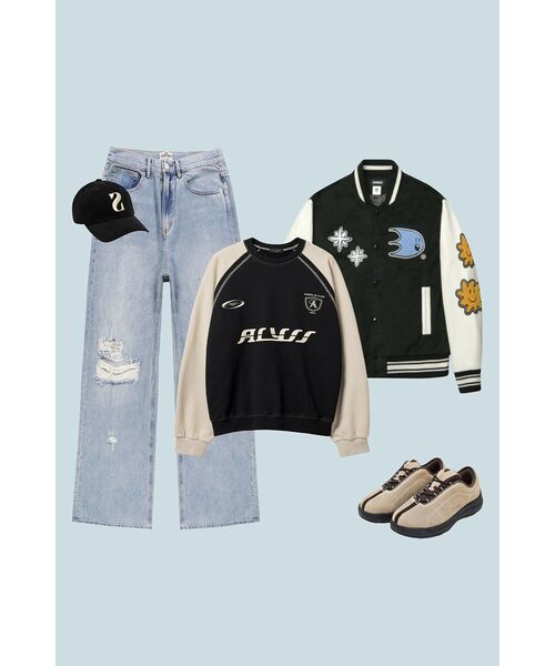 ALYSS（アリス）の「ダブルラインマルチロゴスウェット [クリームブラック]（スウェット・レディース・その他・LARGE/MEDIUM/SMALL/X-LARGE）」の4枚目の写真