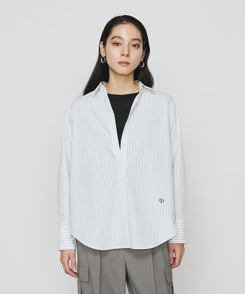 コムサ（COMME CA）/〔 TALLサイズ 〕 ストライプタイプライター／バルキーオックスフォード シャツ セール】〔 TALLサイズ 〕 ストライプタイプライター／バルキー