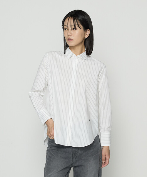 コムサ（COMME CA）/〔 TALLサイズ 〕 ストライプタイプライター／バルキーオックスフォード シャツ セール】〔 TALLサイズ 〕 ストライプタイプライター／バルキー