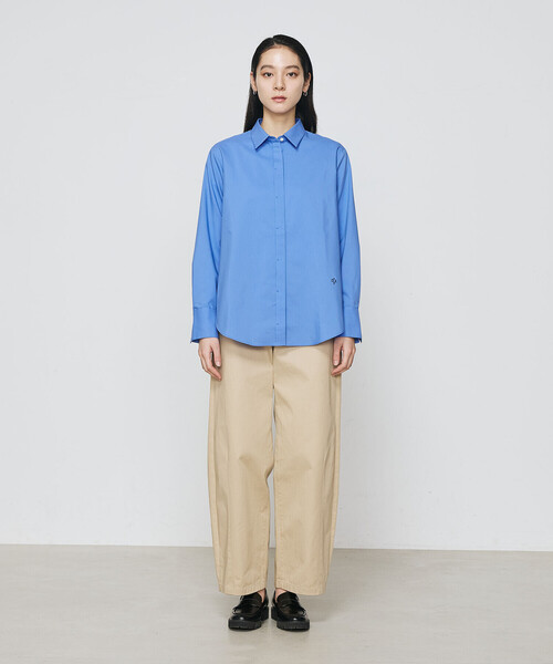 COMME CA(コムサ)の「〔 TALLサイズ 〕 ストライプタイプライター/バルキーオックスフォード シャツ(シャツ/ブラウス・レディース・ホワイト/ネイビー・15号)」の3枚目の写真