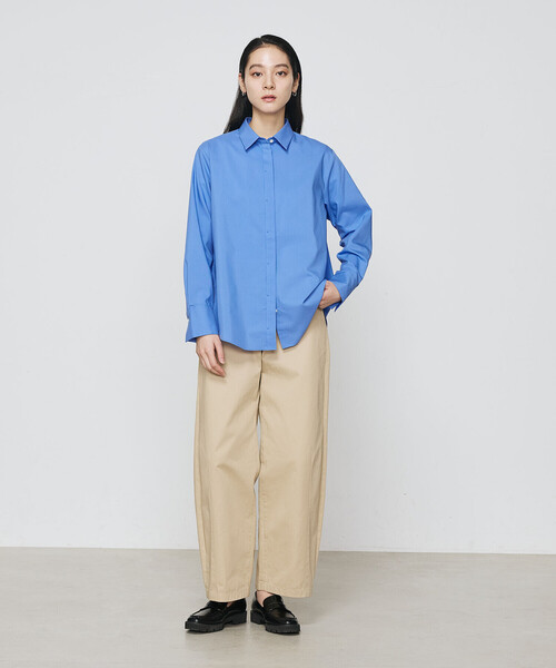 COMME CA(コムサ)の「〔 TALLサイズ 〕 ストライプタイプライター/バルキーオックスフォード シャツ(シャツ/ブラウス・レディース・ホワイト/ネイビー・15号)」の4枚目の写真