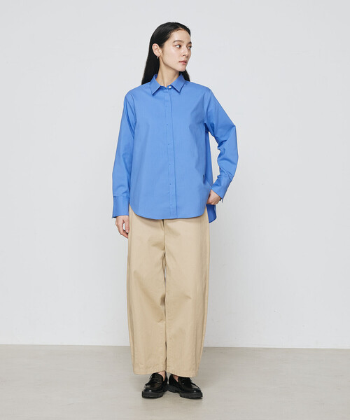 COMME CA(コムサ)の「〔 TALLサイズ 〕 ストライプタイプライター/バルキーオックスフォード シャツ(シャツ/ブラウス・レディース・ホワイト/ネイビー・15号)」の5枚目の写真