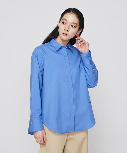 COMME CA(コムサ)の「〔 TALLサイズ 〕 ストライプタイプライター/バルキーオックスフォード シャツ(シャツ/ブラウス・レディース・ホワイト/ネイビー・15号)」の6枚目の写真