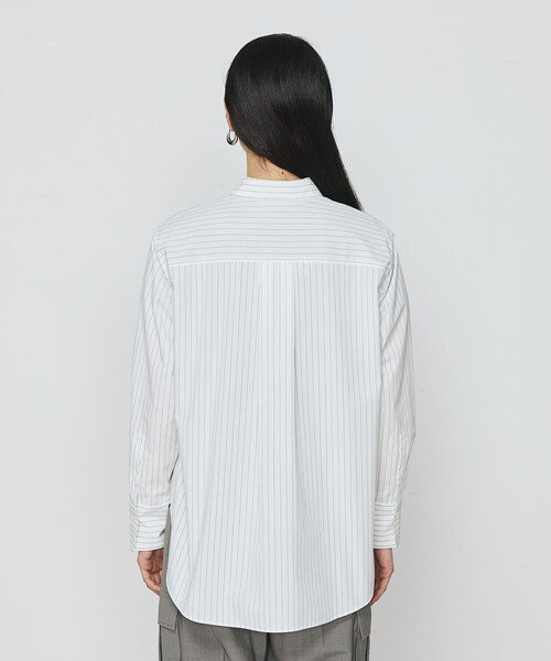 COMME CA(コムサ)の「〔 TALLサイズ 〕 ストライプタイプライター/バルキーオックスフォード シャツ(シャツ/ブラウス・レディース・ホワイト/ネイビー・15号)」の10枚目の写真