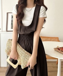 Java（ジャバ）の「《JaVaジャバコラボ》前後で印象チェンジ♪前後2wayUネックツータックイージーサロペットパンツ（サロペット/オーバーオール）」