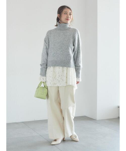 Te chichi（テチチ）の「【宮本茉由着用】コーデュロイワイドパンツ（その他パンツ・レディース・オフホワイト/チャコールグレー/ブラック・F）」の12枚目の写真