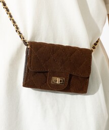 VELETTO（ベレット）の「【VELETTO/ヴェレット】スエードキルティングカードケース/チェーンストラップ付/カードケース/合成皮革/お出かけ/チェーン【WEB限定】（カードケース）」