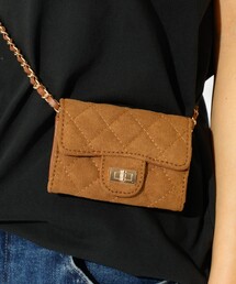 VELETTO（ベレット）の「【VELETTO/ヴェレット】スエードキルティングカードケース/チェーンストラップ付/カードケース/合成皮革/お出かけ/チェーン【WEB限定】（カードケース）」