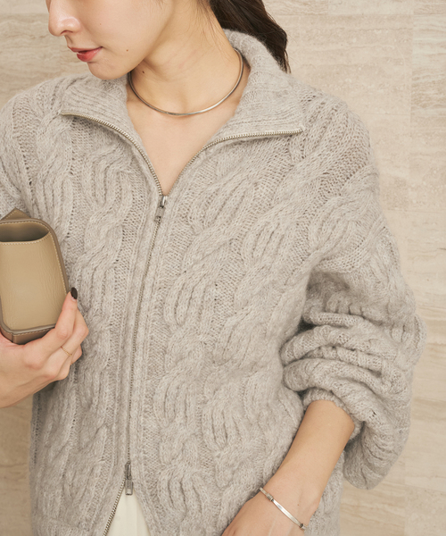 plage（プラージュ）の「les Tendre alan zip UP ニット（ニット/セーター・レディース・グレー・FREE）」の13枚目の写真