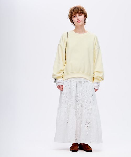 coca（coca）（コカ）の「裏毛ボリュームシルエットスウェット（スウェット・レディース・ネイビー/イエロー・S/M/L）」の7枚目の写真