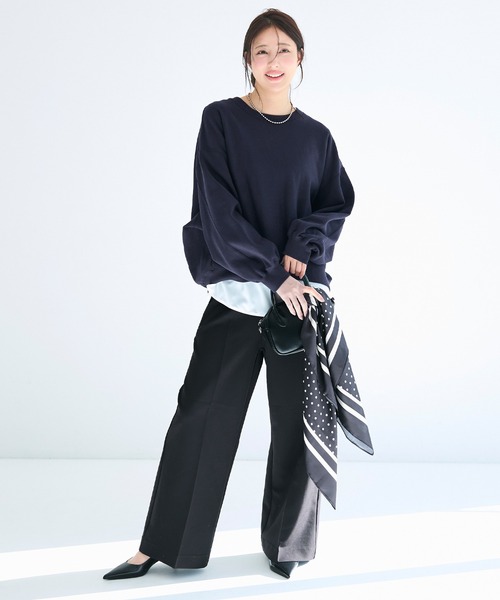 coca（coca）（コカ）の「裏毛ボリュームシルエットスウェット（スウェット・レディース・ネイビー/イエロー・S/M/L）」の8枚目の写真