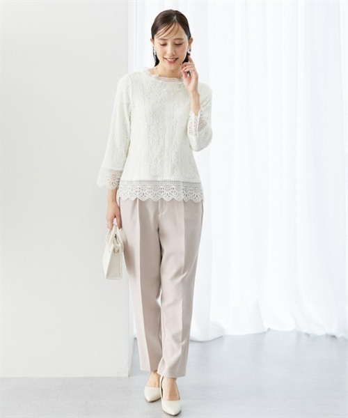 7days Life Styling（セブンデイズライフスタイリング）の「ストレッチテーパードパンツ（スラックス・レディース・ベージュ系/ブラック・3L/LL/L/M）」の3枚目の写真