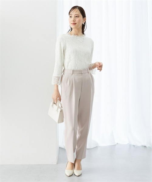 7days Life Styling（セブンデイズライフスタイリング）の「ストレッチテーパードパンツ（スラックス・レディース・ベージュ系/ブラック・3L/LL/L/M）」の4枚目の写真