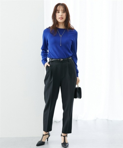 7days Life Styling（セブンデイズライフスタイリング）の「ストレッチテーパードパンツ（スラックス・レディース・ベージュ系/ブラック・3L/LL/L/M）」の6枚目の写真