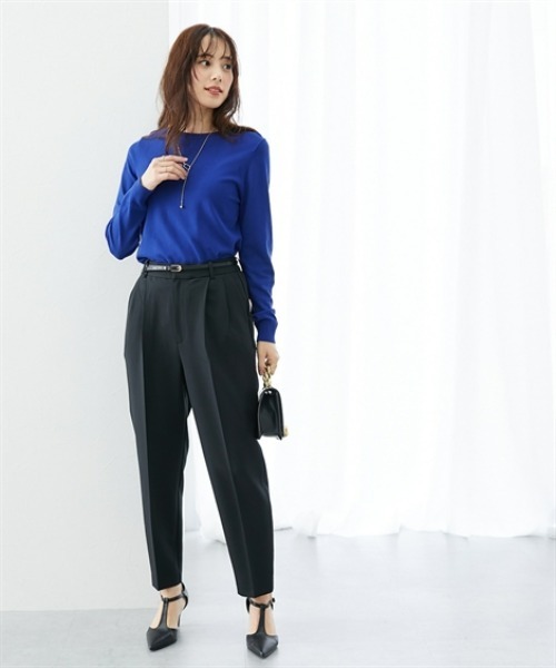 7days Life Styling（セブンデイズライフスタイリング）の「ストレッチテーパードパンツ（スラックス・レディース・ベージュ系/ブラック・3L/LL/L/M）」の7枚目の写真