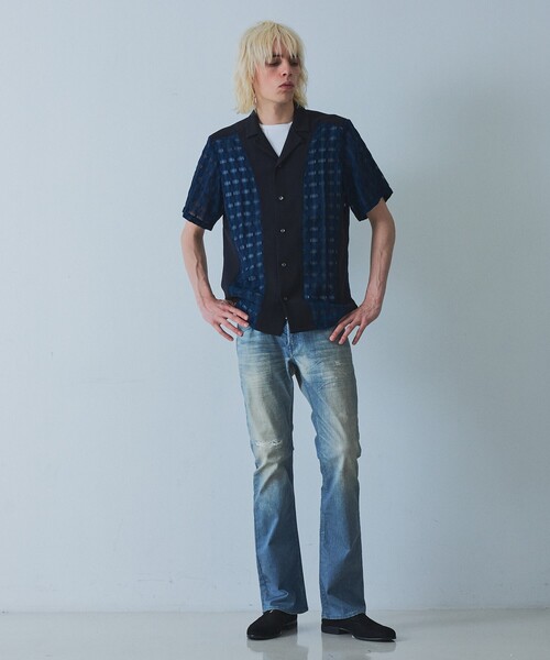 5351 POUR LES HOMMES(ゴーサンゴーイチプールオム)の「【プリント】フレア デニム パンツ(デニムパンツ・メンズ・インディゴブルー/グレー/カーキ・44/46/48/50)」の15枚目の写真