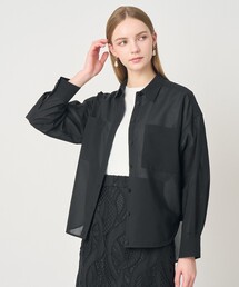 セットアップ対応商品】ストレッチダブルサテンボウタック ブラウス