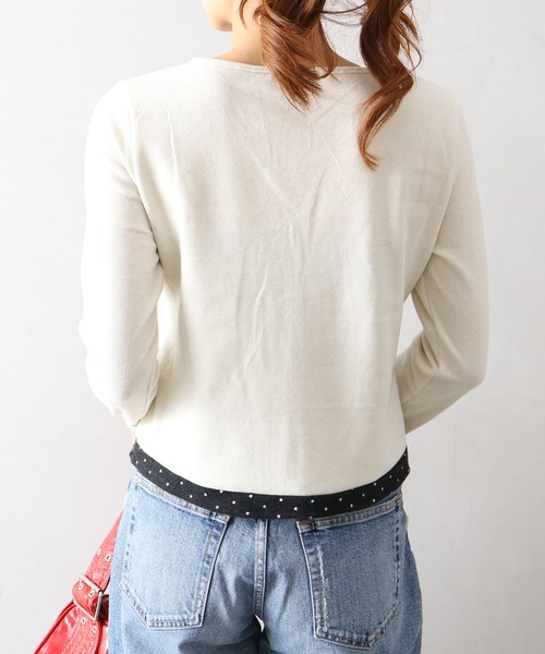 SpRay(スプレイ)の「ドットインナーリボンフェイクレイヤード/ロンT(Tシャツ/カットソー・レディース・チャコールグレー/アイボリー/ネイビー・FREE)」の10枚目の写真