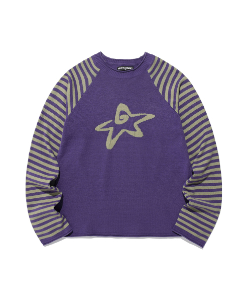 ISTKUNST（イストクンスト）の「STAR STRIPE RAGLAN KNIT_PURPLE(IK2FFMK600A)（ニット/セーター・レディース・パープル・S/M）」の2枚目の写真