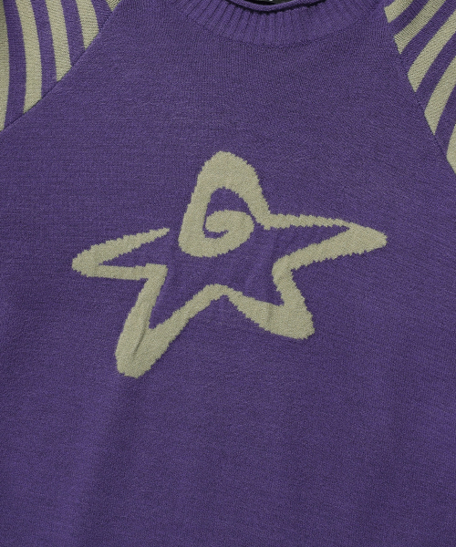 ISTKUNST（イストクンスト）の「STAR STRIPE RAGLAN KNIT_PURPLE(IK2FFMK600A)（ニット/セーター・レディース・パープル・S/M）」の5枚目の写真