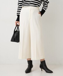 【後ろウエストゴム】ミルドスムースクロップドワイドパンツ