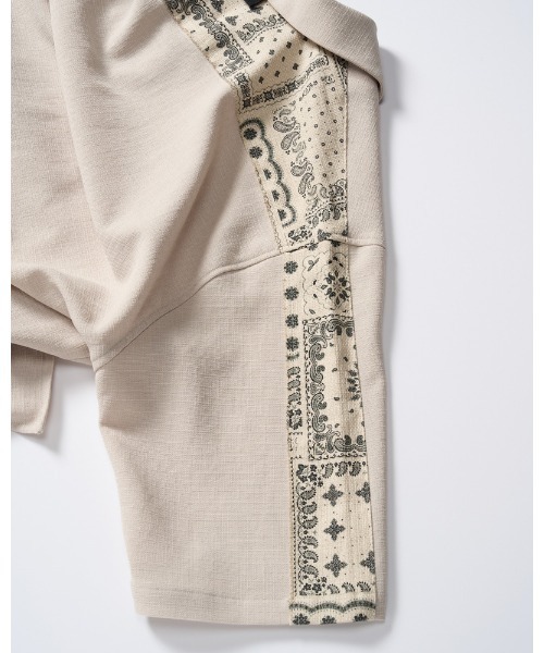 wjk(ダヴルジェイケイ)の「bandana print panel open shirt(シャツ/ブラウス・メンズ・チャコールグレー/ベージュ/ネイビー・SMALL/MEDIUM/LARGE/X-LARGE)」の6枚目の写真