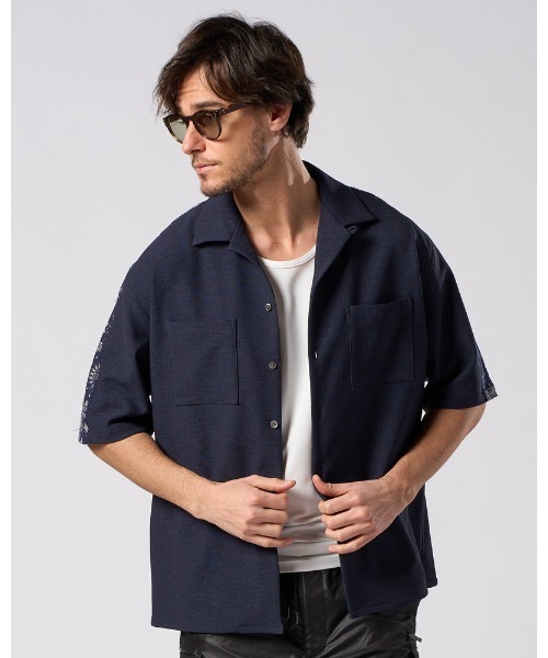 wjk(ダヴルジェイケイ)の「bandana print panel open shirt(シャツ/ブラウス・メンズ・チャコールグレー/ベージュ/ネイビー・SMALL/MEDIUM/LARGE/X-LARGE)」の15枚目の写真