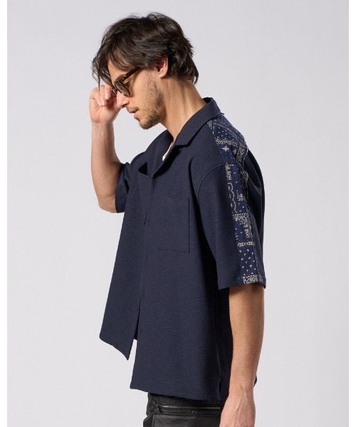 wjk(ダヴルジェイケイ)の「bandana print panel open shirt(シャツ/ブラウス・メンズ・チャコールグレー/ベージュ/ネイビー・SMALL/MEDIUM/LARGE/X-LARGE)」の16枚目の写真