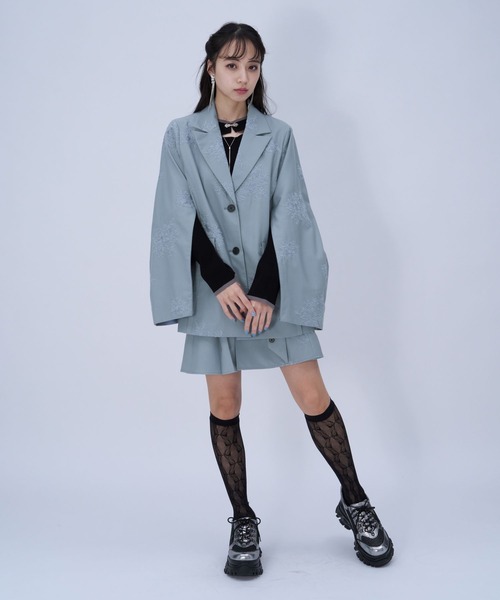 HARE（ハレ）の「Flowerシシュウジャケット(HARE)（テーラードジャケット・レディース・ピンク/ブラック/ライトブルー・FREE）」の18枚目の写真