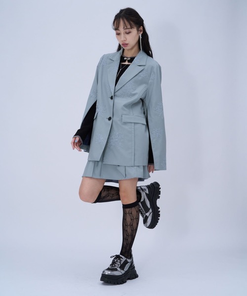 HARE（ハレ）の「Flowerシシュウジャケット(HARE)（テーラードジャケット・レディース・ピンク/ブラック/ライトブルー・FREE）」の16枚目の写真