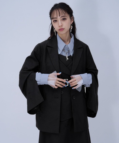 HARE（ハレ）の「Flowerシシュウジャケット(HARE)（テーラードジャケット・レディース・ピンク/ブラック/ライトブルー・FREE）」の20枚目の写真