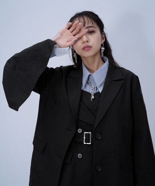 HARE（ハレ）の「Flowerシシュウジャケット(HARE)（テーラードジャケット・レディース・ピンク/ブラック/ライトブルー・FREE）」の21枚目の写真