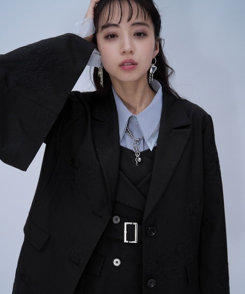 HARE（ハレ）の「Flowerシシュウジャケット(HARE)（テーラードジャケット・レディース・ピンク/ブラック/ライトブルー・FREE）」の22枚目の写真