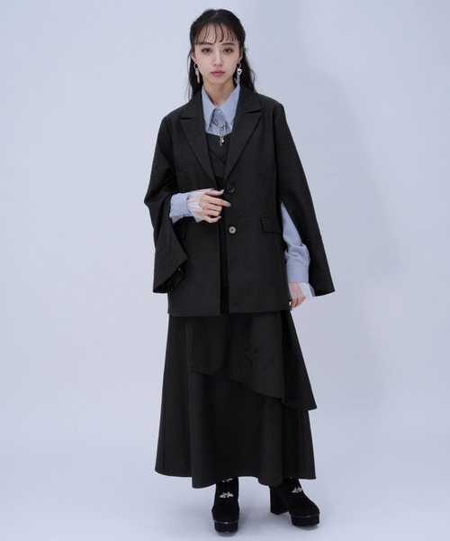 HARE（ハレ）の「Flowerシシュウジャケット(HARE)（テーラードジャケット・レディース・ピンク/ブラック/ライトブルー・FREE）」の11枚目の写真