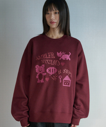 キー刺繍スウェットシャツ AMM1321 (バーガンディ)