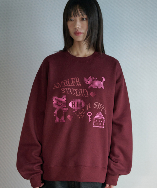 ambler(エムブラー)の「キー刺繍スウェットシャツ AMM1321 (バーガンディ)(スウェット・レディース・その他・S/M)」の1枚目の写真